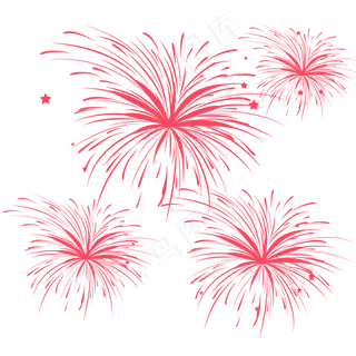红色烟花新年元旦素材,免抠元素