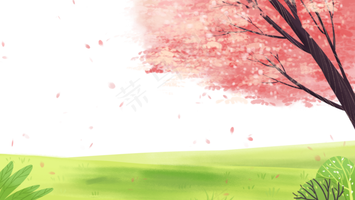 二月你好主题之二月桃花风景,免抠元素