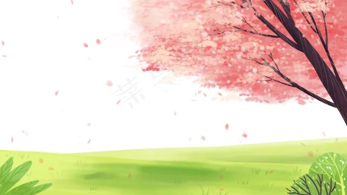 二月你好主题之二月桃花风景,免抠元素