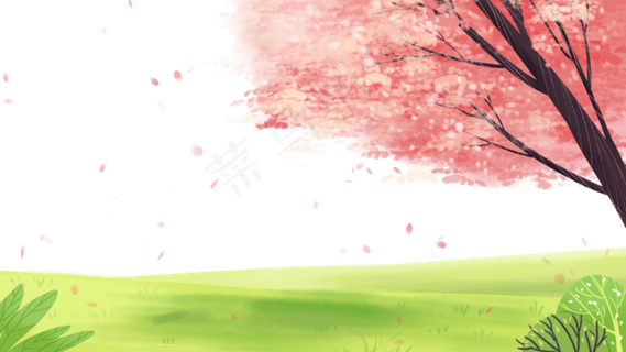 二月你好主题之二月桃花风景,免抠元素