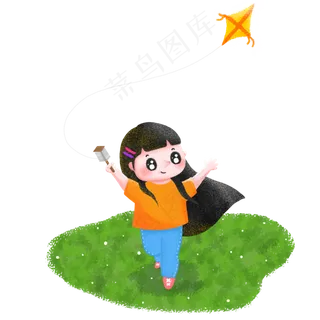 儿童节浅色手绘小女孩免抠