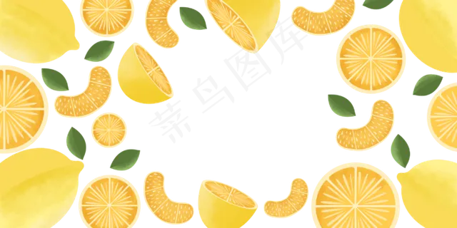 夏日水果装饰边框柠檬橙子