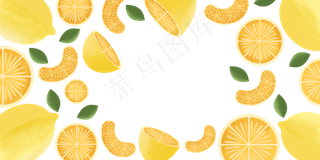 夏日水果装饰边框柠檬橙子