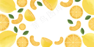 夏日水果装饰边框柠檬橙子