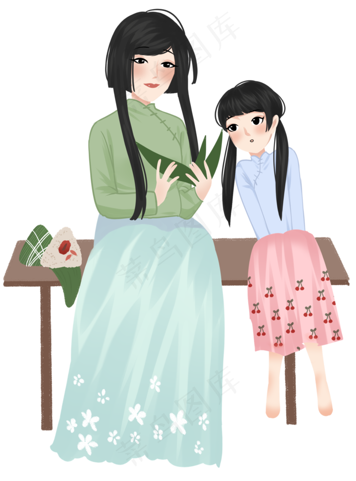 端午节包粽子插画