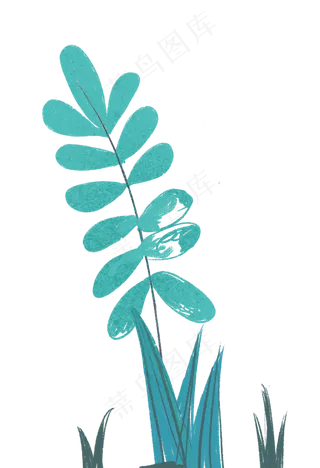 手绘绿色生活草叶子