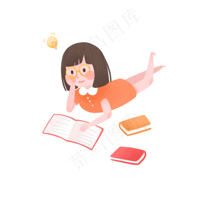 儿童节可爱女孩读书(2000X2000(DPI:300))psd模版下载