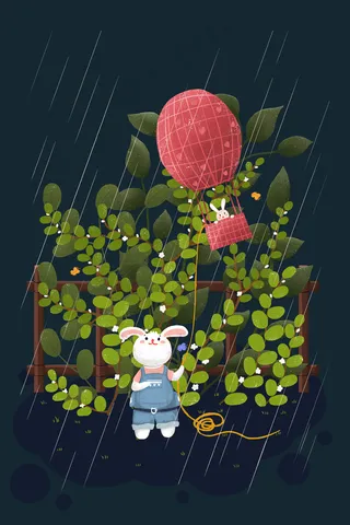 节日节气清明兔子与花草