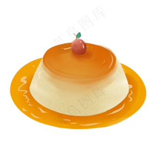 手绘可口布丁樱桃蛋糕