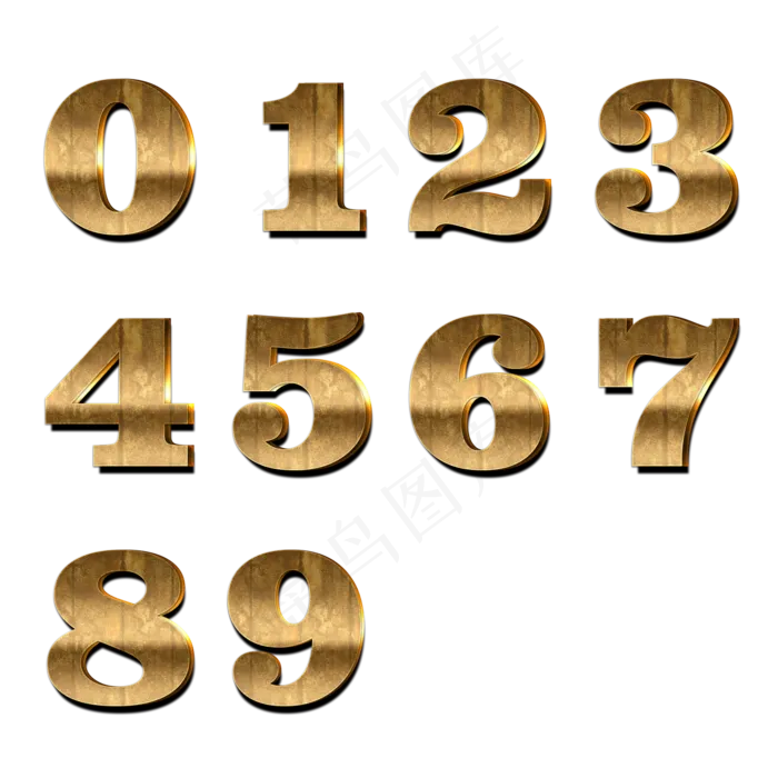 原创质感金属立体数字0-9艺术字(2000*2000px 	      )psd模版下载