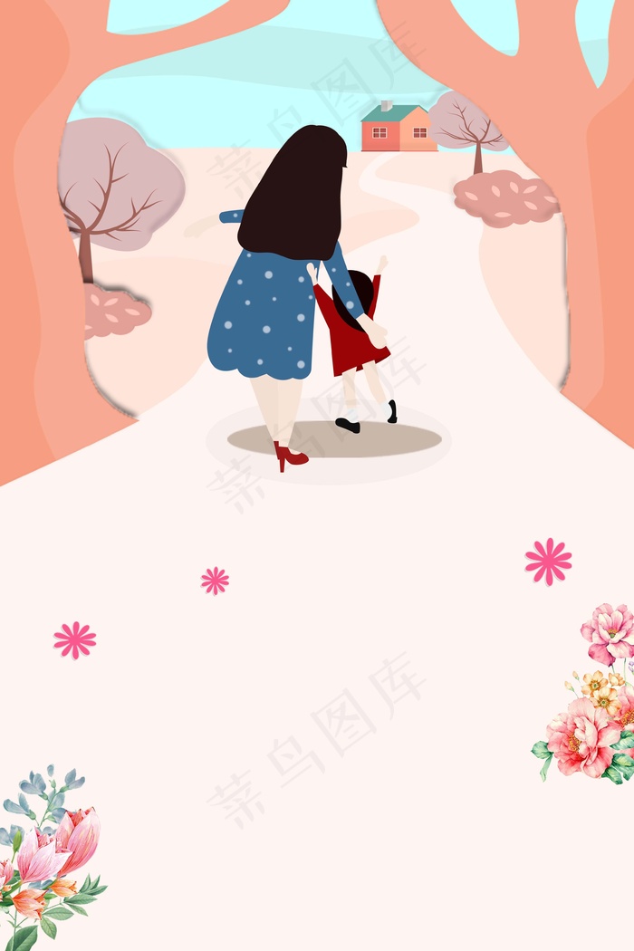 母亲节母亲与女儿(3543*5315px 	      )psd模版下载