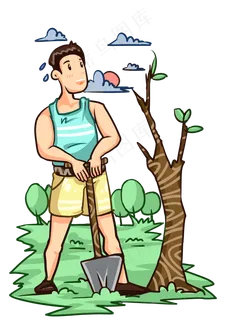 植树节人物和树木