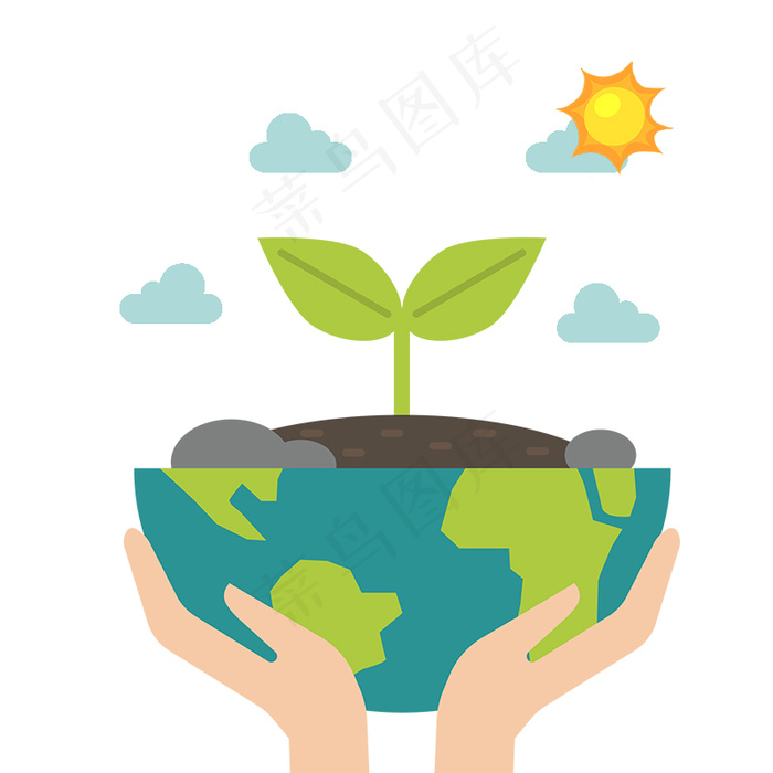卡通手捧地球抽象世界地球日背景素材