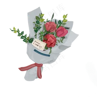 3.8妇女节红色玫瑰月季快乐祝福贺,免抠元素