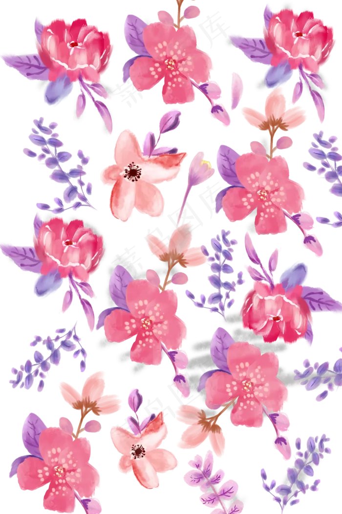 水彩花卉植物(1500X2249(DPI:300))psd模版下载