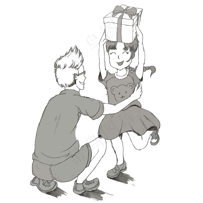卡通手绘父情节儿童节漫画元素
