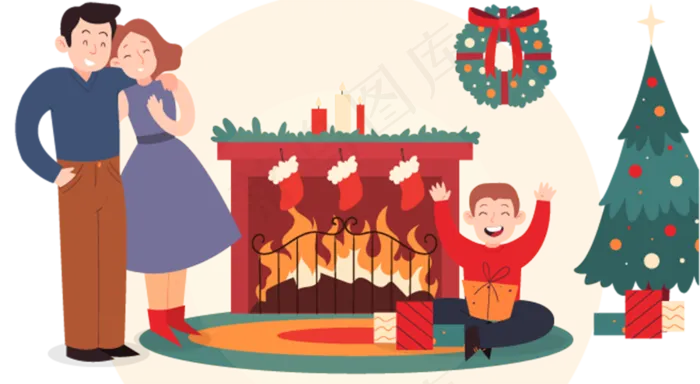 平安夜一家三口,免抠元素(2000X2000(DPI:300))