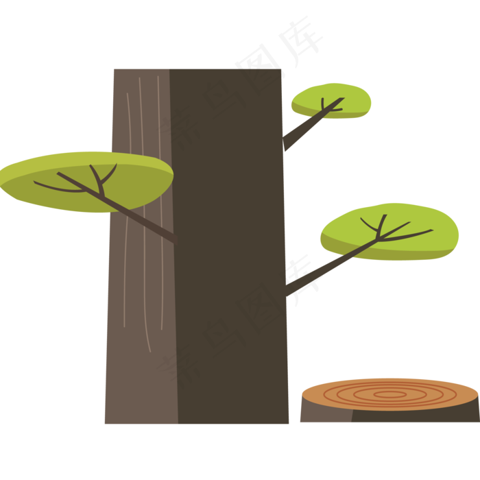 绿色的大树植物卡通(2000X2000(DPI:300))psd模版下载