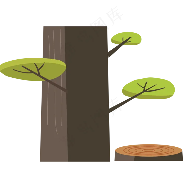 绿色的大树植物卡通(2000X2000(DPI:300))psd模版下载