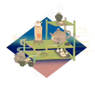 中国风国潮传统文化装饰茶雅致茶,免抠元素