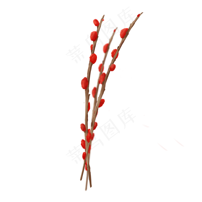 节日红色雪柳花枝