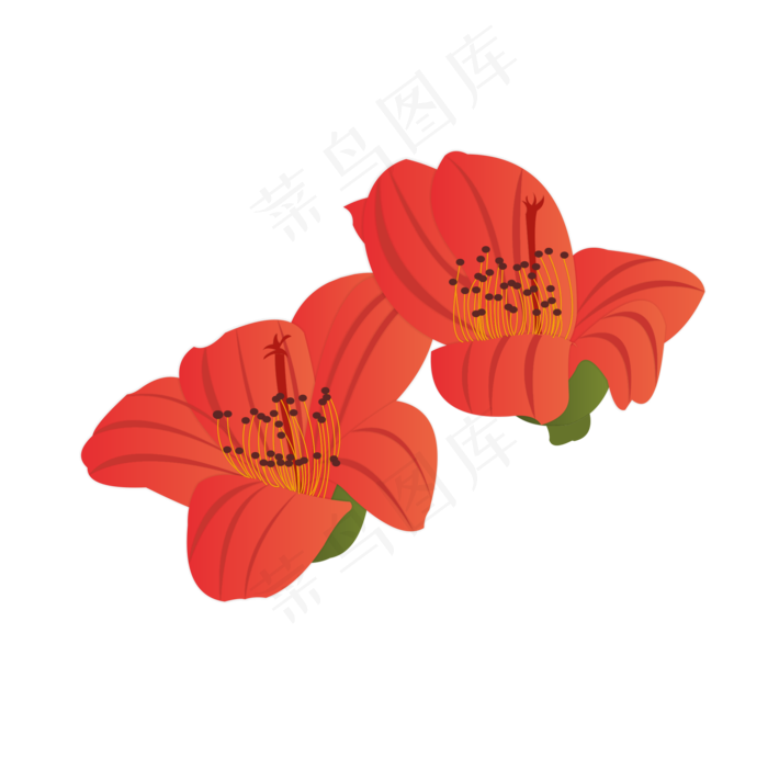 手绘木棉花元素之卡通红色植物花(2000X2000(DPI:150))cdr矢量模版下载