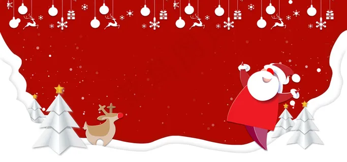 圣诞节剪纸风简约圣诞老人banner 圣诞节剪纸风简约圣诞老人banner