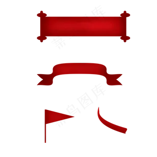 卡通矢量红色形状旗帜,免抠元素