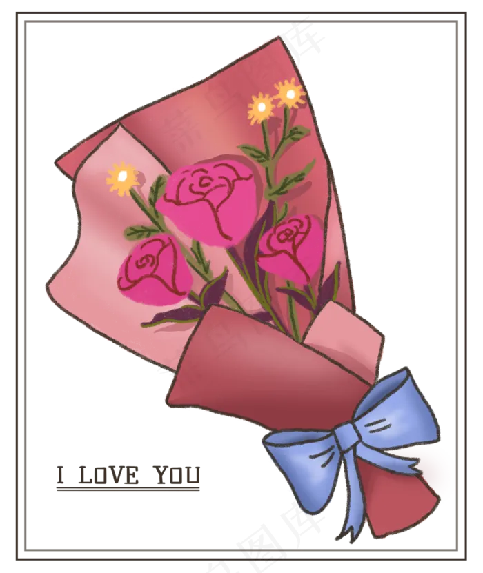 七夕情人节情侣粉色玫瑰大捧花束(2303X2733(DPI:300))psd模版下载