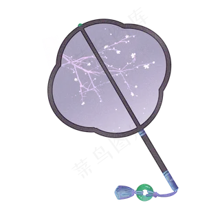 中式风格紫色薄纱团扇纳凉夏季用,免抠元素 中式风格紫色薄纱团扇纳凉夏季用,免抠元素
