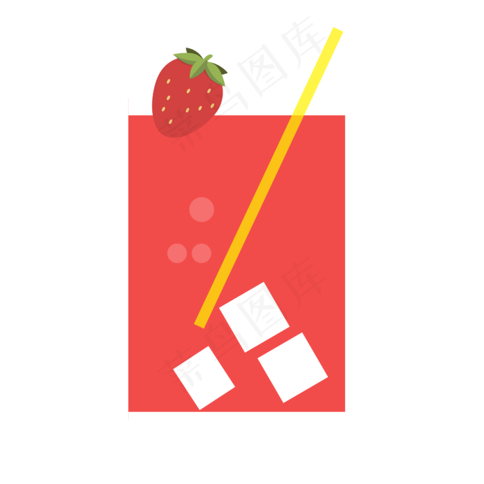 手绘创意红色草莓汁免抠图