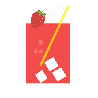 手绘创意红色草莓汁免抠图