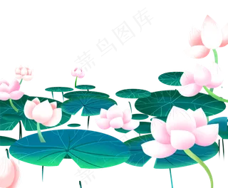 荷塘荷花免抠素材