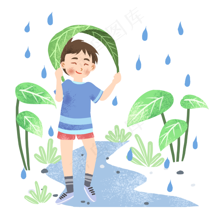 立夏叶子遮雨男孩(3000X3000(DPI:300))psd模版下载