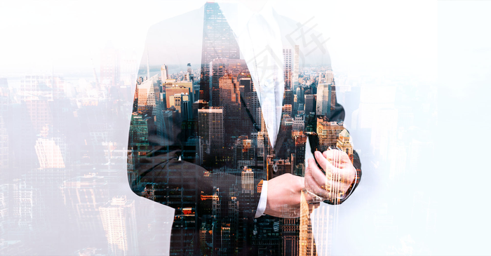 创意商务人像曝光合成商业背景