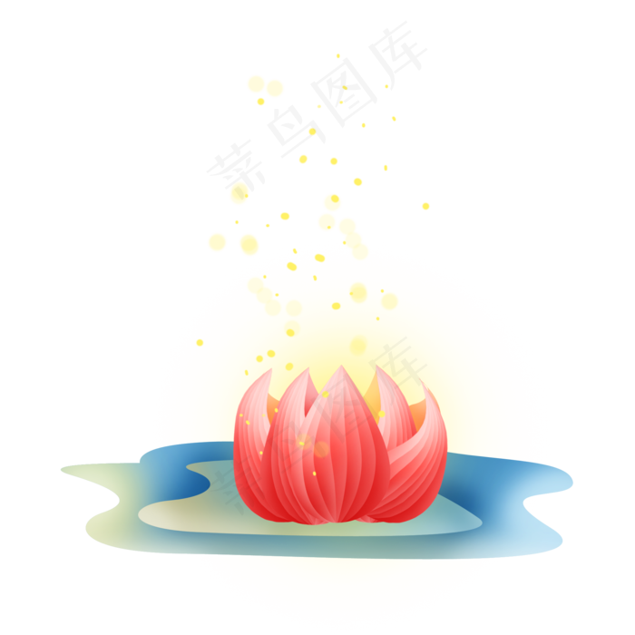 中元节鬼节美丽的红色荷花灯,免抠元素