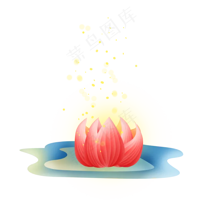 中元节鬼节美丽的红色荷花灯,免抠元素