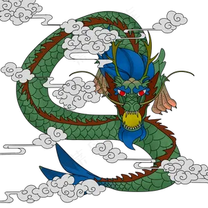 中国神兽青龙祥云手绘线稿,免抠元素