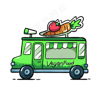 卡通快餐蔬菜车png