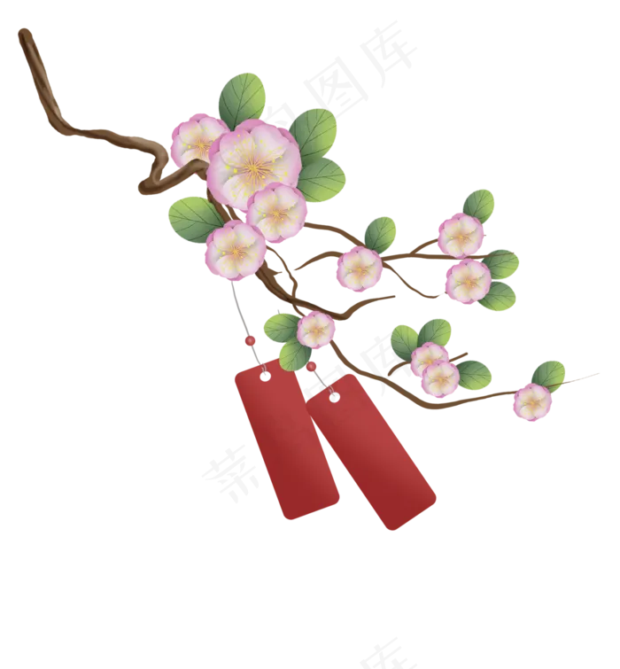 古风春天樱花树和许愿牌(2000X2158(DPI:299))psd模版下载