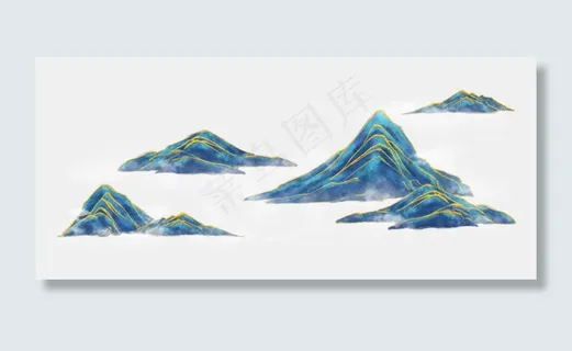 中国风山水烫金线水墨