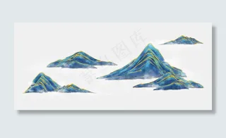 中国风山水烫金线水墨