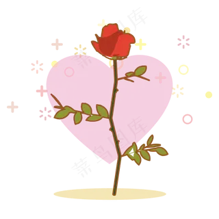 简约扁平卡通七夕情人节花朵花卉