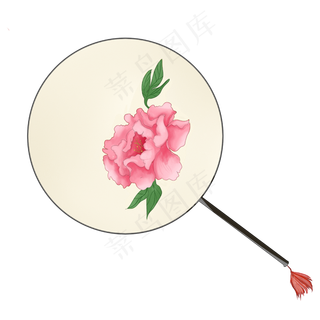 夏日装饰古典圆扇,免抠元素