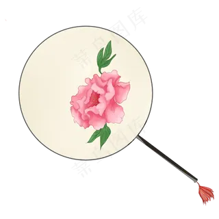 夏日装饰古典圆扇,免抠元素