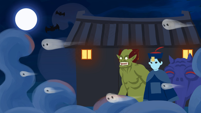 中元节鬼怪夜行请勿出门(2880*1620px 300 dpi )psd模版下载