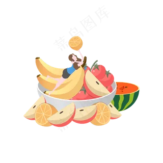 矢量手绘卡通水果