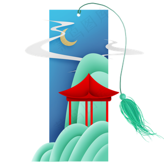 中国风景色书签