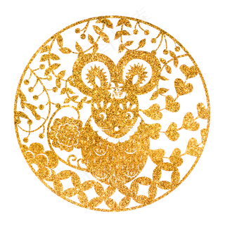 鼠年圆形剪纸,免抠元素