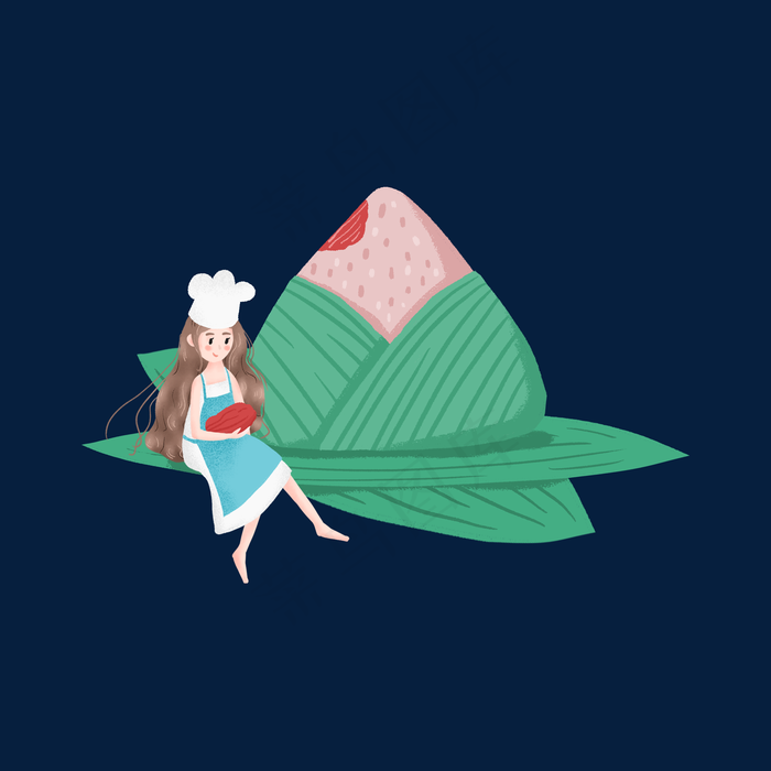 端午节的粽子和女孩(2000X2000(DPI:300))psd模版下载